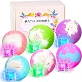 Light Up Bath Bombs with Surprise Inside, 4.23 oz XL Natural Gift Set 6 with Essential Oils, Magnesium Large Bath Bombs for Women Relaxing Spa Skin Moisturize Gifts for Women