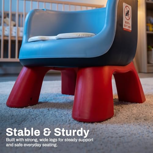 Image of Baybee Booster Chair for Baby with Detachable Food Tray, Anti-Slip Wide Legs & Soft Cushion Seat with Music | Portable Feeding Chairs for Kids Home & Travel - 0 to 3 Years (Blue)