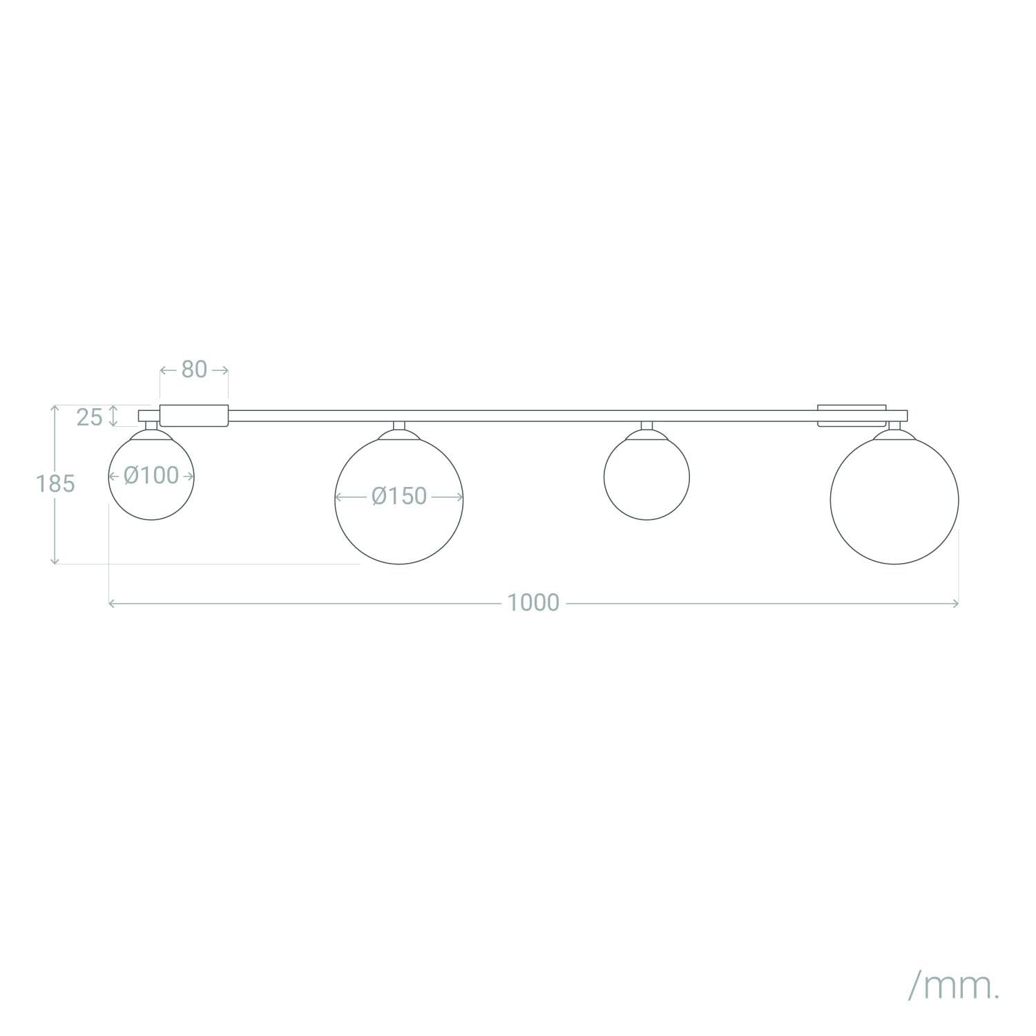 LEDKIA Lampadario in Metallo e Vetro Moonlight Brass 4 punti luce Grigio Sm | Design Elegante | Compatibile con Lampadine G9 | Ideale per Soggiorno e Camera, Grigio Smoke