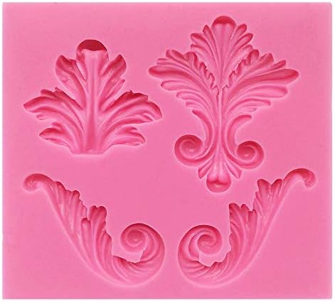 Funshowcase 4 Cavity Vintage Curlicue Lace and Scroll Silicone Mold for Cake Border Cupcake Topper Decoration, Sugar paste, Chocolate, Fondant, Resin, Polymer Clay Projects