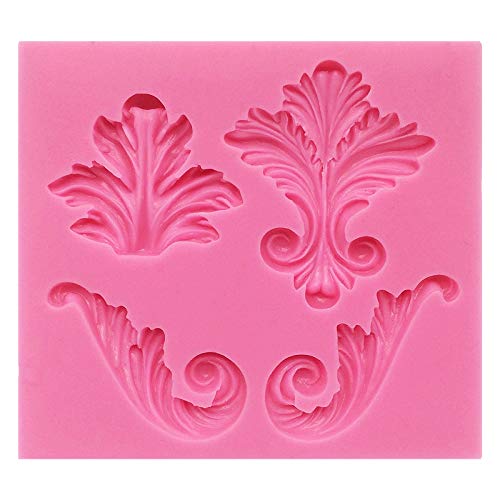 Funshowcase 4 Cavity Vintage Curlicue Lace And Scroll Silicone Mold For Cake Border Cupcake Topper Decoration, Sugar Paste, Chocolate, Fondant, Resin, Polymer Clay Projects #TOP2