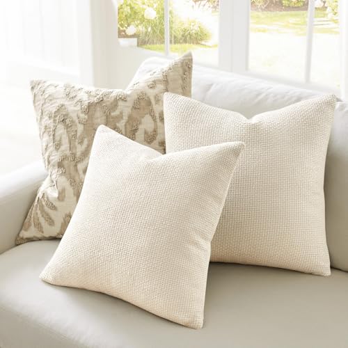 Topfinel Kissenbezug 45x45 Creme 4er Set Chenille Kissenbezüge Kissenhülle Sofakissen Dekokissen Zierkissenhülle Dekokissenbezug Rattan… – Ansicht 4