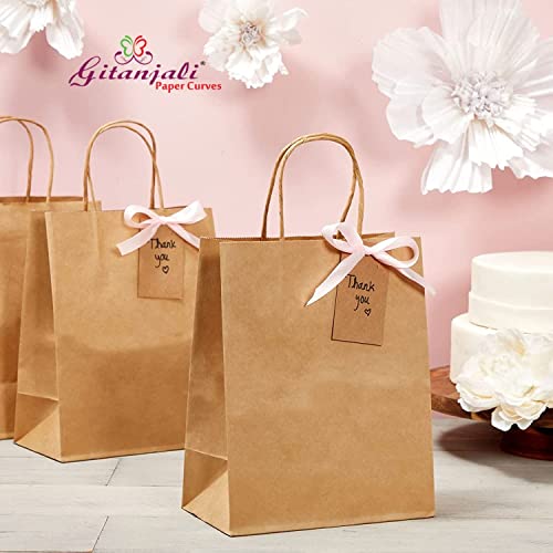 Image of Brown Paper Bags 8 inchx10 inchx4 inch 15pcs - Small Shopping Paper Carry Bags - Return Gift Bags - Disposable Recycled Eco Friendly Kraft Bags - Paper Covers (8x10x4 in Brown, Pack of 15)