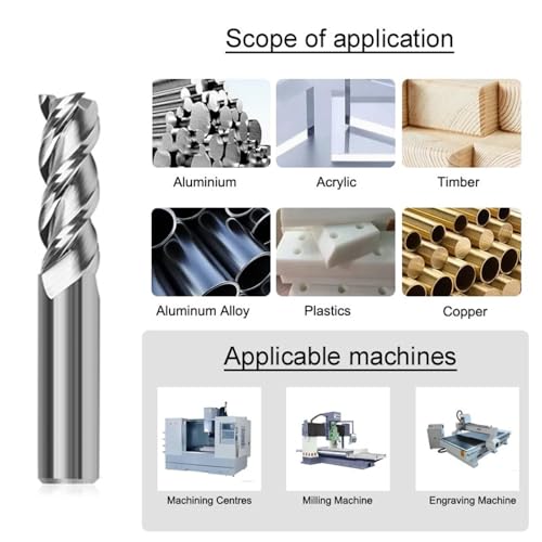 Image of Carbide Square End Mill HRC55 Double Edge 3 Flute TiAiN Coating Tungsten Steel for Aluminum Wood Endmills HRC55 1.0-12.0 Series