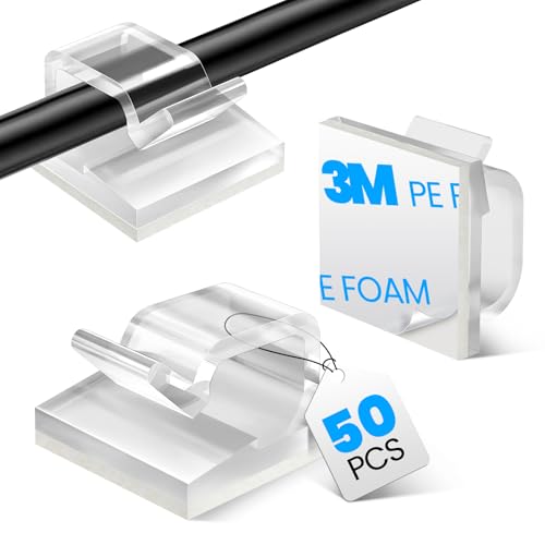 50 pezzi Clip Per Cavi, Ferma Cavi Adesivi