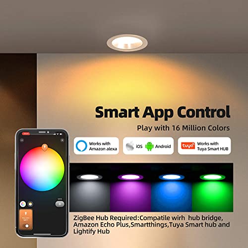 GIDEALED 12W Smart ZigBee Retrofit Recessed 5 Inch LED Downlight 3 Pack - image 5