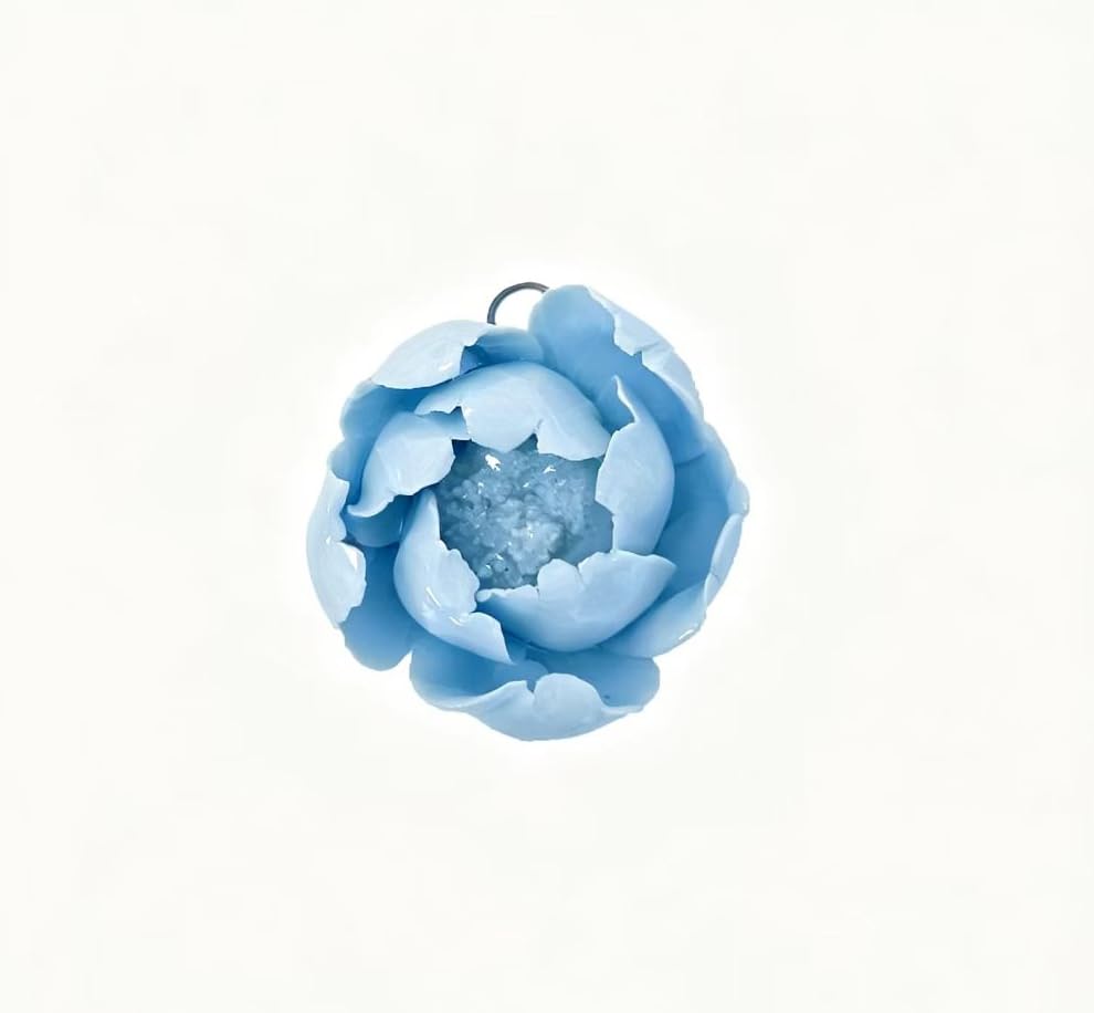 Light Blue,Peony Flower Bud, 1.57",Ceramic Flower Wall Art Decor, Artificial Flower Wall Sculpture,Handmade Ceramic Flowers for Home,Hallway,Living Room, Kitchen,Bathroom