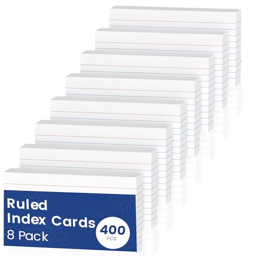 400 PCS Index Cards A610.2x14CM Flash Cards Revision Cards A6 White Ruled Flashcards Revision Flash Cards Record Study Recipe Note Cards for Taking Notes Reminders