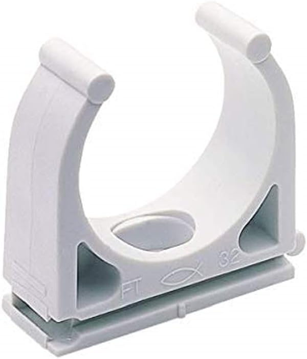 fischer Pipe Clip RC IEC 20, High Flexibility, Compatible with 11 mm Profile Rails, Easy Installation with Slotted Hole, Coupling of up to Three Pipe Clips, Pack of 100