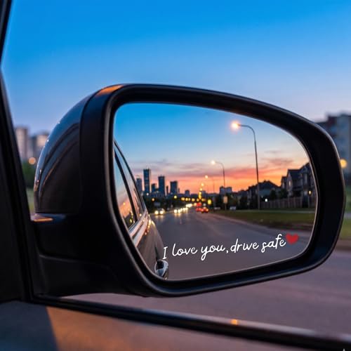 Elegaperma 12 Sheets I Love You Drive Safe Mirror Sticker Vinyl Decal Pack I Love You Drive Safe Sticker for Car Rearview Mirror and Sentimental Gift