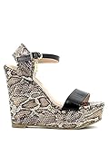  06 Milano Damen-Sandalen mit hohem Keilabsatz, Schwarz, Schwarz - 1949 Snake Metal Black Bronz - Größe: 40 EU