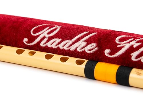 Image of Radhe Flutes | A Natural Right Handed Middle Bansuri | Black & Orange| Tuned With Tanpura A=440Hz | PVC Flute + Velvet Cover + Hindi & English Flute Lessons