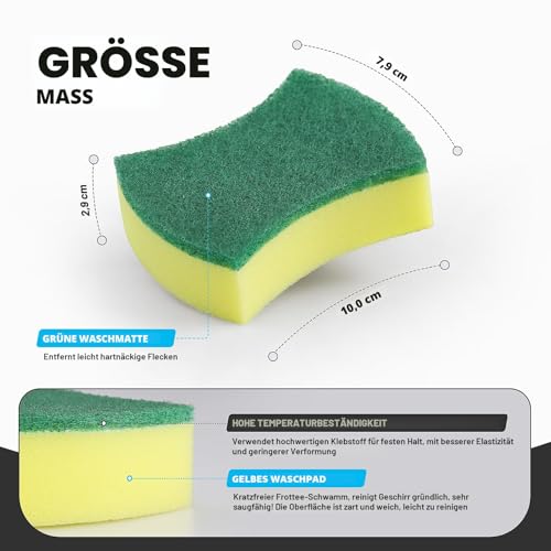 Putzschwamm Spülschwamm Küchenschwamm Zweiseitig Reinigungsschwamm Fleckenentferner Scheuerschwamm, 24 Stück, Größe: 11 x 7 x 3cm 2