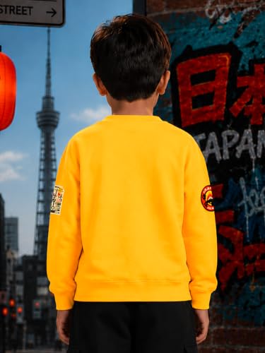 Image of KiddoPanti Boys Solid Round Neck Full Sleeve Fleece Sweatshirt | 60% Cotton 40% Polyester | Soft Warm Winter Pullover | Ribbed Cuffs & Hem | Casual Winter Sweatshirt for Kids