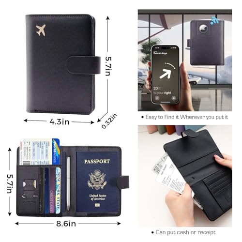 Image of Melsbrinna Premium Leather Passport Holder Covers Case, Waterproof Rfid Blocking Travel Wallet Passport Holder with Pen Holder, Cute Passport Book for Women /Men