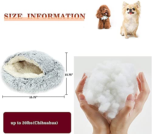 image for YanYoung Cat Bed Round Soft Plush Burrowing Cave Hooded Ped Bed for Do