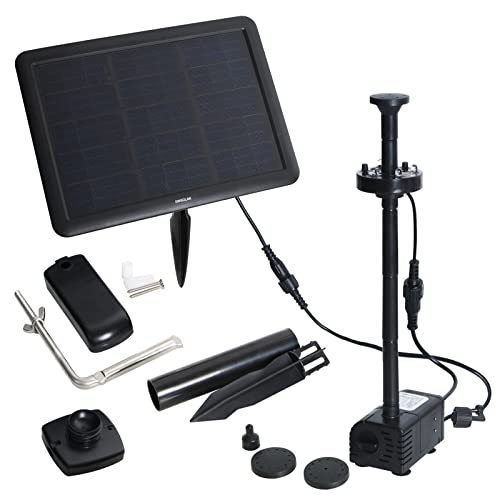夜までライトアップ噴水!! GWSOLAR ハイブリット『スマート』ソーラーポンプ+LEDライト、曇天に強い噴水!! 日没以後も約3時間ライトアップ噴水!!【 6W太陽光パネル・7.8Wh蓄電池内蔵・スマート制御】流量調節ブラシレスポンプ、最大流量 330