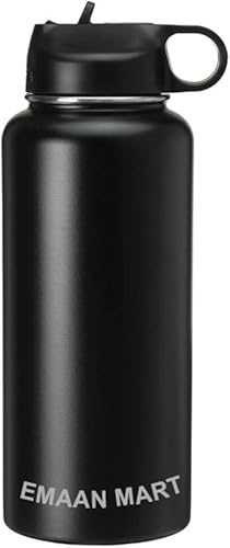 EMAAN MART - Botella de agua de acero inoxidable con pajilla botella de agua con tapa con pajilla termo para bebidas calientes y frías usos de