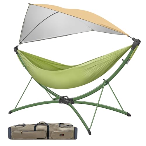 Portable Hammock with Quick Setup Folding Stand & Adjustable...