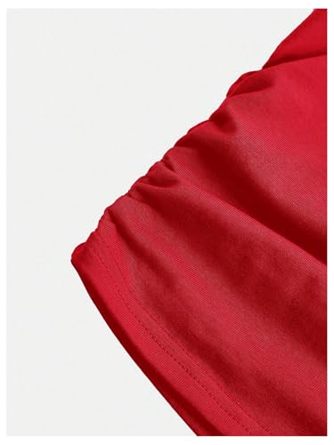 Girl's Short Sleeve Ruched Tee Tops Basic Crew Neck Slim Fit T Shirts with Hair Ties4