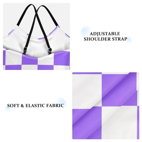Image of Black and White Chess Girls One Piece Swimsuits Board Marble Tile Sport Halter Swimwear Beach Bathing Suit 3T