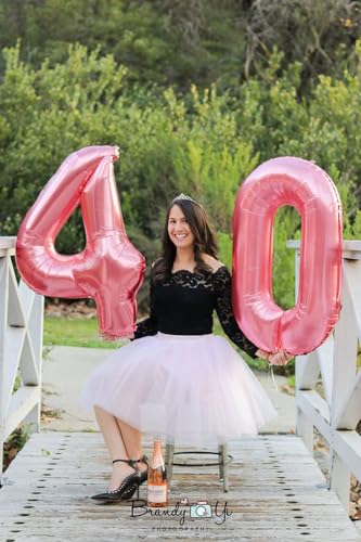 Image of 4 Balloon Numbers Birthday Decorations, 40In Pearl Pink Balloons for Party | Eye-catching Appearance, Perfect Decorative Centerpieces, Convenient Self-sealing Structure, Widely for Various Occasions