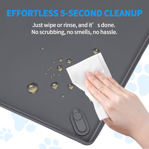 Dog Pee Pad Holder with 4 Magnetic Corner Clips, Small 17.5x23.5 Inch Silicone Non-Slip Base Puppy Potty Training Tray, Leak-Proof Raised Edge for Home Indoor Floor Wall Protection - Thumbnail 6