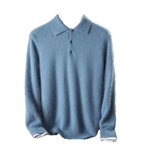 Dcvmvmn Men's Winter Cashmere Knitted Sweater Casual Business Thick Warm Long Sleeved Pullovers Blue