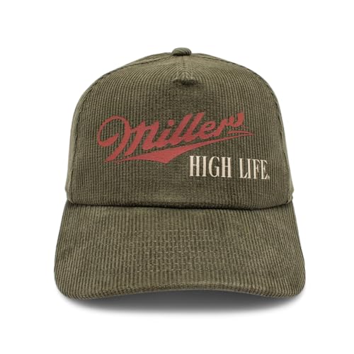 American Needle Miller HIGH Life Beer Cap Authentic Olive Full Corduroy Snapback Hat PI002A