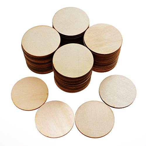 Jyongmer 100 Pieces Unfinished Wood Circle - 2 Inch Round Disc Blank Natural Wooden Cutout Ornaments for Decoration DIY Craft Art Supplies 0.11 inch Thick