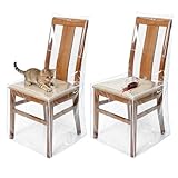 Zipcase 2 Packs All Cover in Plastic Dinning Chair Covers - Heavy Duty Clear Chair Protectors Keep Your Dinning Chair Away from Water Dust Paws and Claws