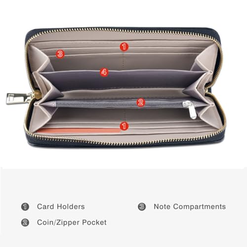 aurrako Women's Clutch Wallet Wristlet With Wrist Strap 2 Zipper Pocket For Credit Card Cash Long Purse(Green)4