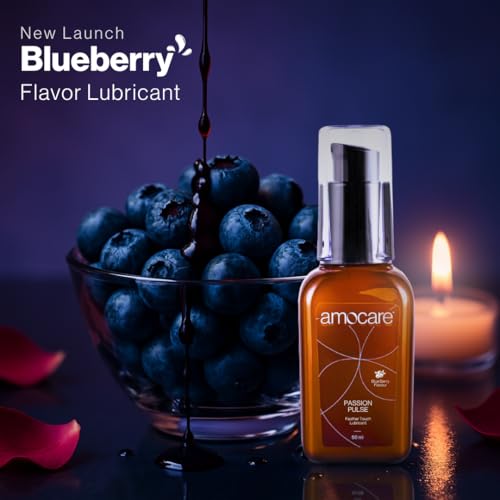 Image of Amocare Long Lasting Lubricant Gel for Men & Women | Dermatologically Tested and pH balanced | Water-based, non-sticky, and no Nasties formula | Toy & Condom Compatible | 50 ml (Blueberry)
