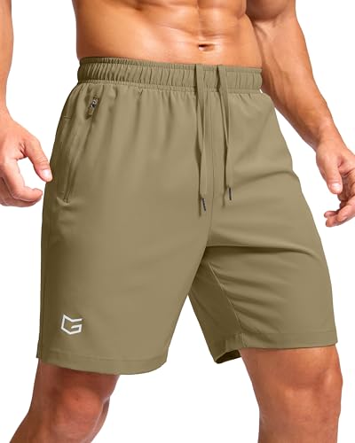 Image of G Gradual Men's Athletic Running Shorts with Zipper Pockets Quick Dry 7 inch / 5 inch / 9 inch Workout Gym Shorts for Basketball Hiking