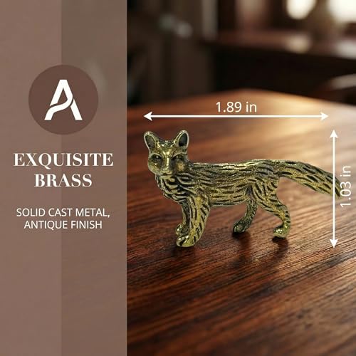 Mini figura de zorro de latón pequeña para decoración miniatura 7