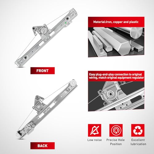 Image of Nilight 740-480 Rear Driver Side Window Regulator, Compatible with 1999-2005 BMW E46 323i 328i 325i 325xi 330i 330xi (Sedan /Wagon Only),OE Replacement