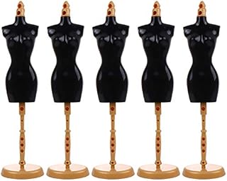EXCEART Doll Cloth Rack 5Pcs Doll Dress Form Clothing Clothes Gown Display Mini Mannequin Dress Form Mannequin Model Stand for Doll Display Holder Toy Black Miniature Dress Form