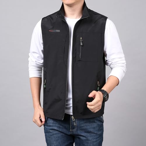 Image of Lightweight Outdoor Vest Jacket for Men, Windbreaker for Golf, Safari, Travel, Fishing, Hiking