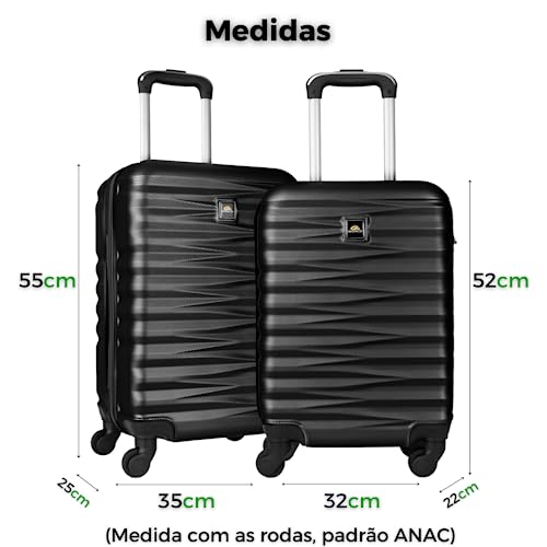 Conjunto de 2 Malas De Viagem Bordo Fibra Abs Rodas360°