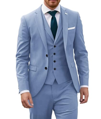 Men Regular Fit Suit 3 Piece Herringbone Slim Fit Suits Wedding Tuxedos Set Prom Jacket Blazers Vest Pants ALV07