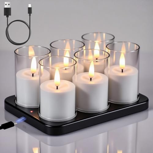 Bougies chauffe-plat LED pour décoration de Noël et repas de fête transparentes lot de 6