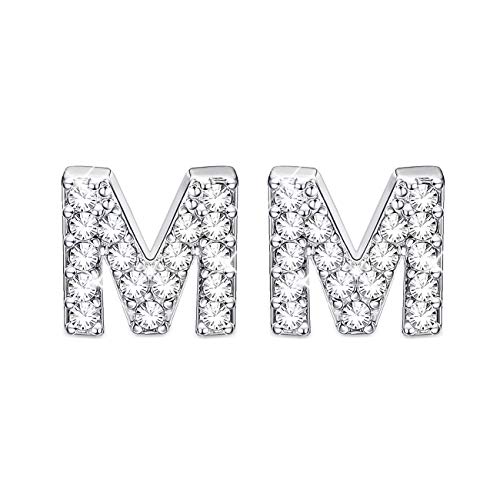 Sllaiss 925 sterling silver initial stud earrings minim…