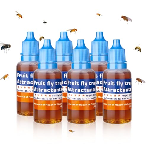 Pestvanish Fruit Fly Trap Refill Liquid, Effective Gnat Killer&Fruit Fly Catcher Bait Refill, Long-Lasting Fruit Scented Ants Attractant for Kitchen Bathroom Living Room Use, Safe Near Food (6 Pack)