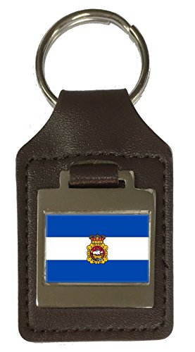 Porte-clés en cuir gravé Aviles Espagne accessoire homme femme