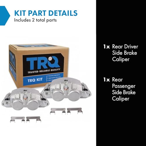 Image of TRQ Rear Driver and Passenger Side Brake Caliper Set Caliper Brackets Hardware Compatible with 01-03 Chevrolet Silverado 3500, 01-03 GMC Sierra 3500, 04-06 Chevrolet Silverado 3500 12000LB GVW