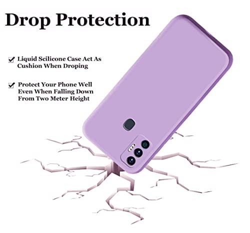 Image of A rtistque Liquid TPU Silicone Matte Shockproof Flexible with Camera Protection Soft Back Cover Case for Tecno Spark 7, Tecno Spark 7T - Purple