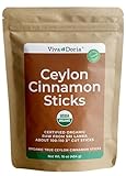 Viva Doria Organic Ceylon Cinnamon Sticks, 3'' Cut, Cinnamomum Zeylanicum, True Cinnamon, 16 Oz, | 100-110 Sticks | 100% Raw From Sri Lanka
