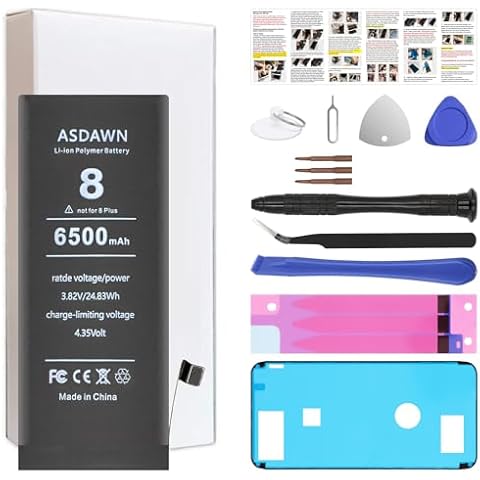 ASDAWN 6500mAh Battery for iPhone 8 (Not for 8 Plus), Upgraded Higher Capacity iPhone 8 Battery Replacement for A1863 A1905 A1906 A1907 with Professional Tools Cover