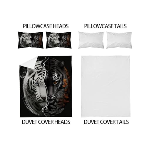 Housse de couette tigre blanc King size 220x240 en microfibre - 4