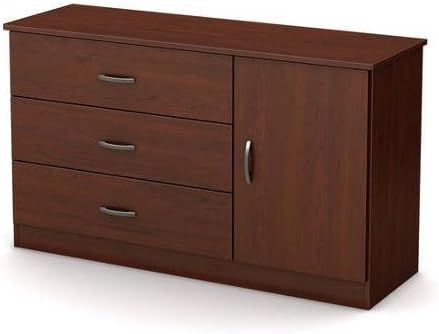 South Shore Smart Basics 3-Drawer Dresser with Door, Royal Cherry